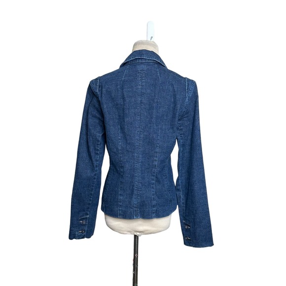 Louie blue denim 2 button Y2K casual blazer jacket size 10 - Picture 7 of 8